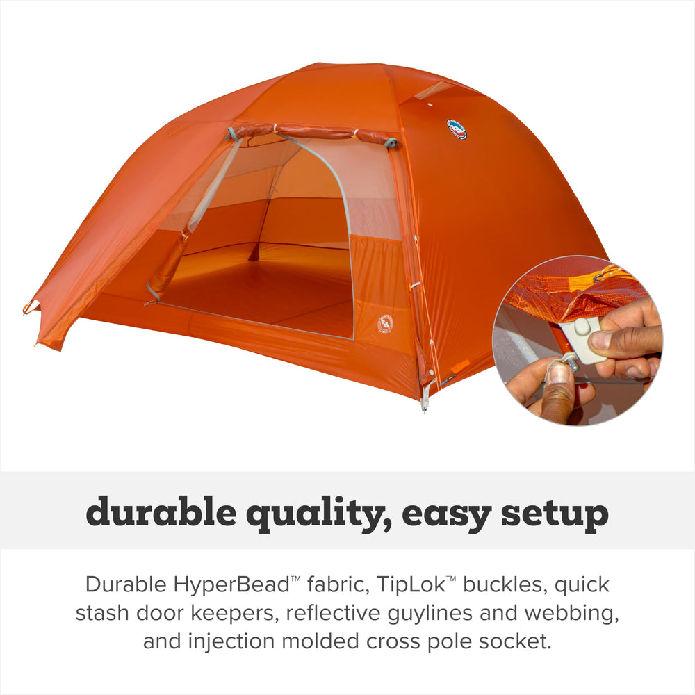 Big Agnes Copper Spur UL 3P tent poles close-up reveals DAC Green Anodized construction.
