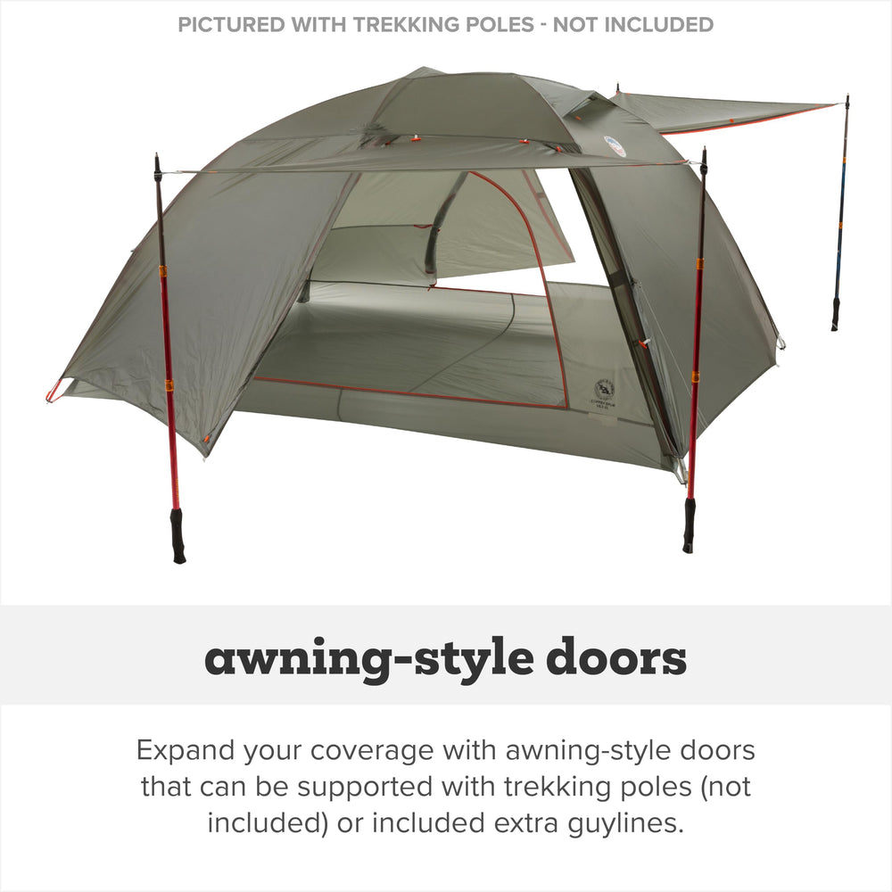 Big Agnes Copper Spur UL reflective guylines enhance nighttime visibility and safety.