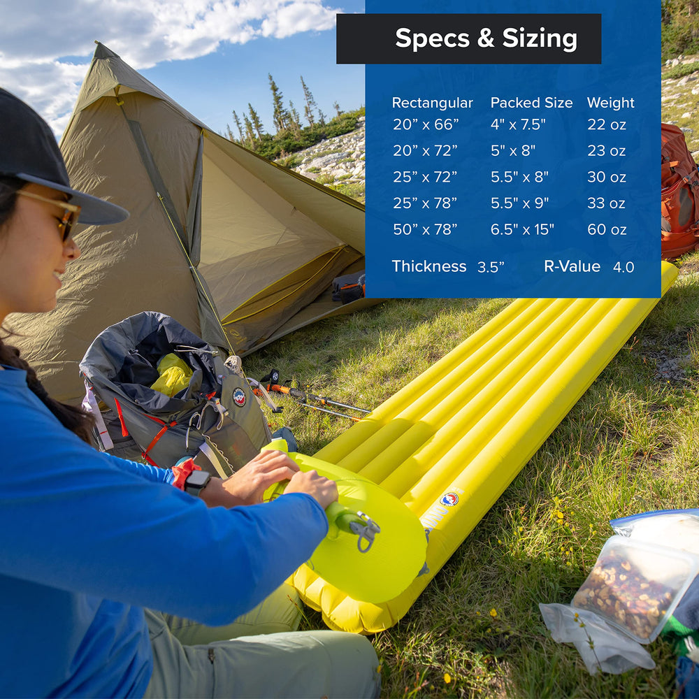 Big Agnes Divide compact packed size shown for easy backpacking and carry.