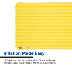 Big Agnes Divide high-volume valve demonstrated for fast inflation and precise firmness.