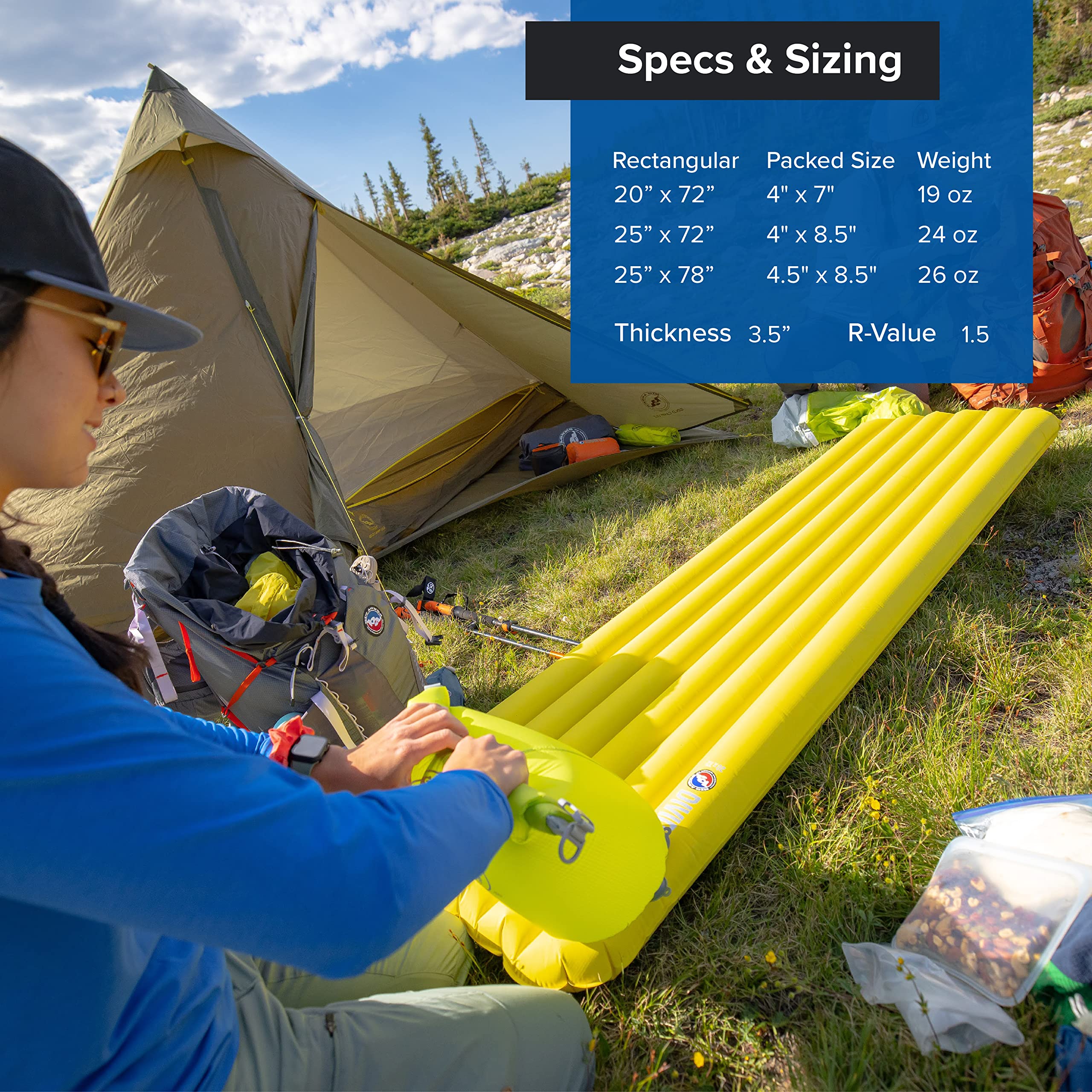 Big Agnes Divide packed size fits easily in small packs for travel.