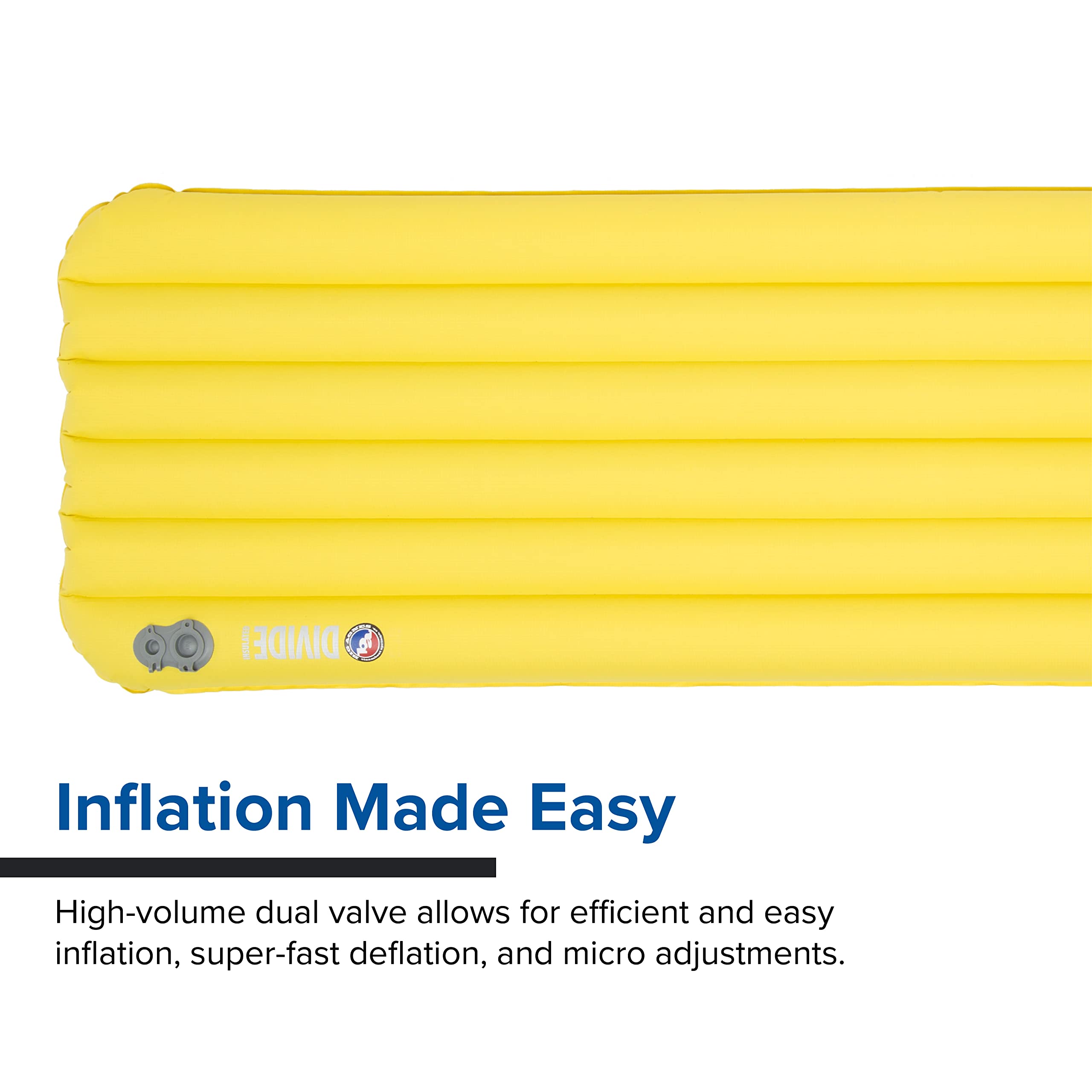 Big Agnes Divide valve closeup demonstrating fast inflation and precise tuning