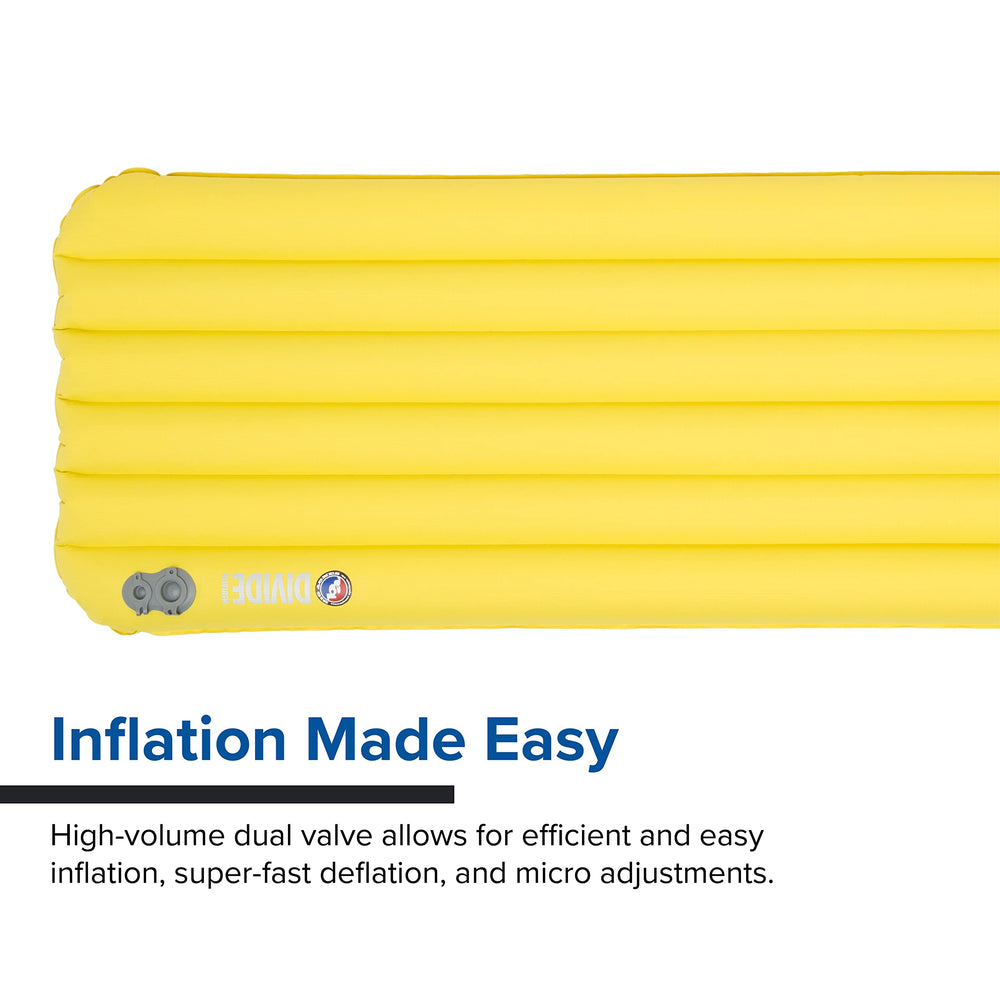Big Agnes Divide valve closeup demonstrating fast inflation and precise tuning