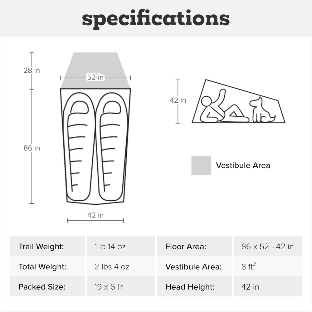 Big Agnes Fly Creek UL 2P tent compact pack size fits ultralight trips