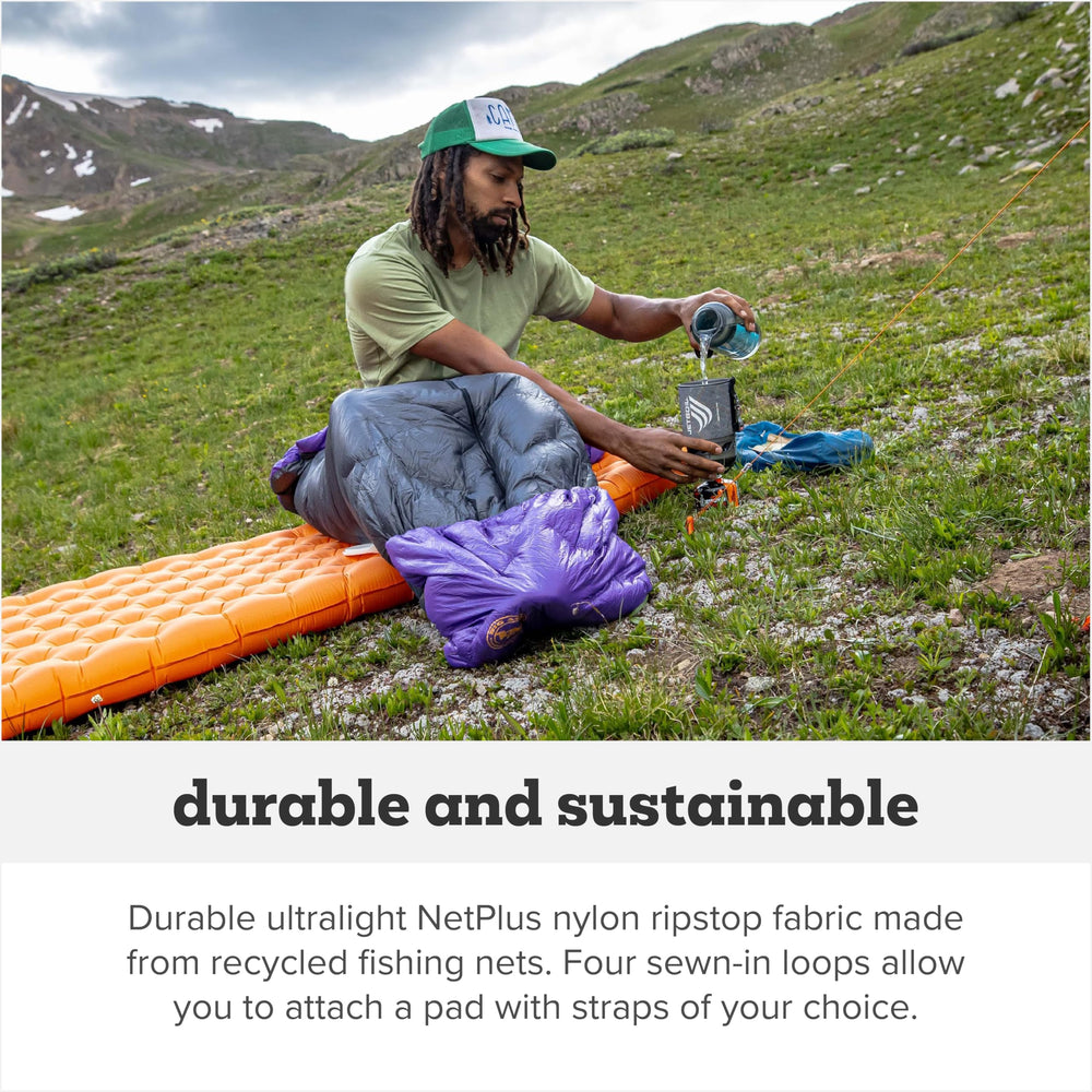 Big Agnes Fly Creek UL 850 DownTek regular size suits backpacking trips.