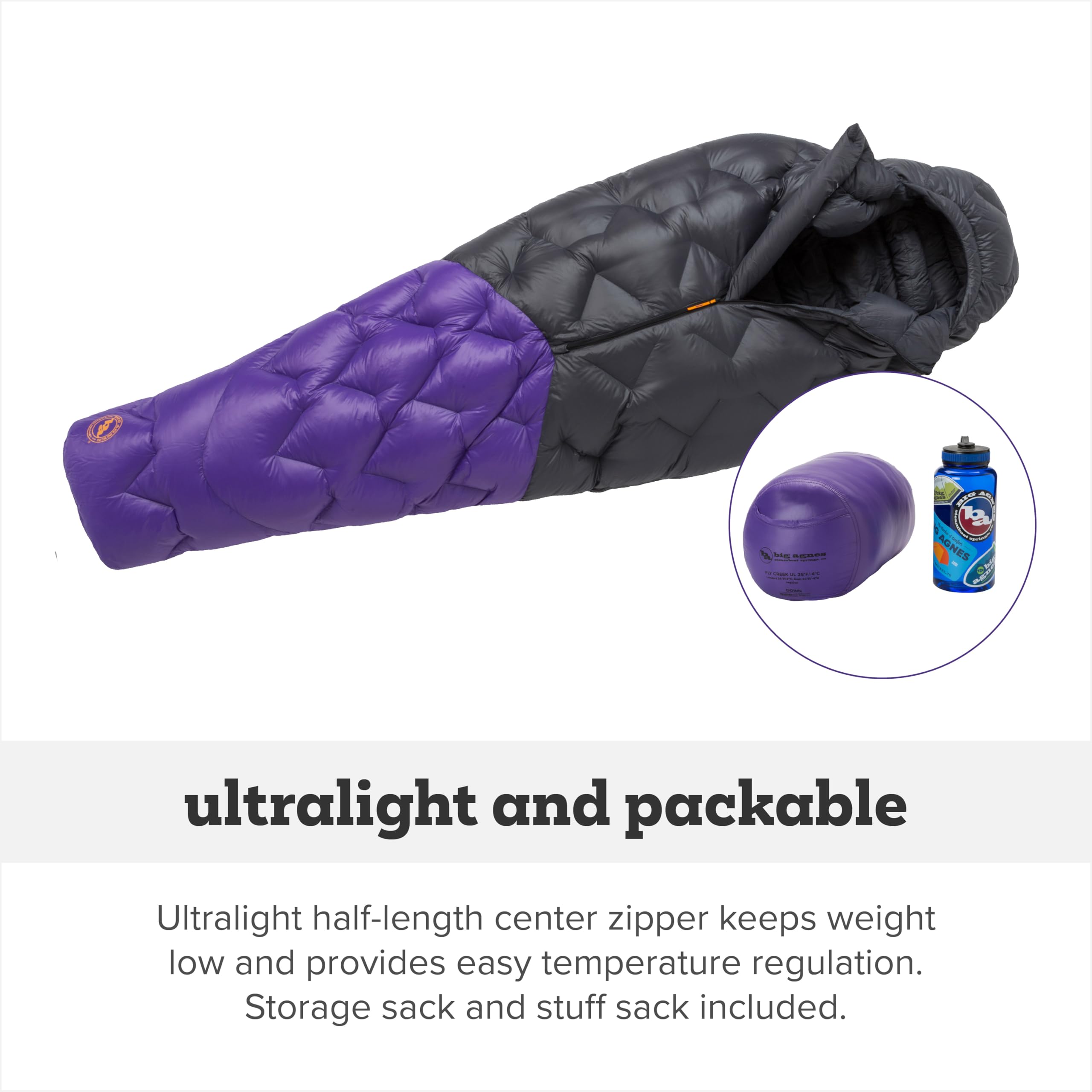 Big Agnes Fly Creek UL-850 DownTek ergonomic footbox supports comfortable camp nights