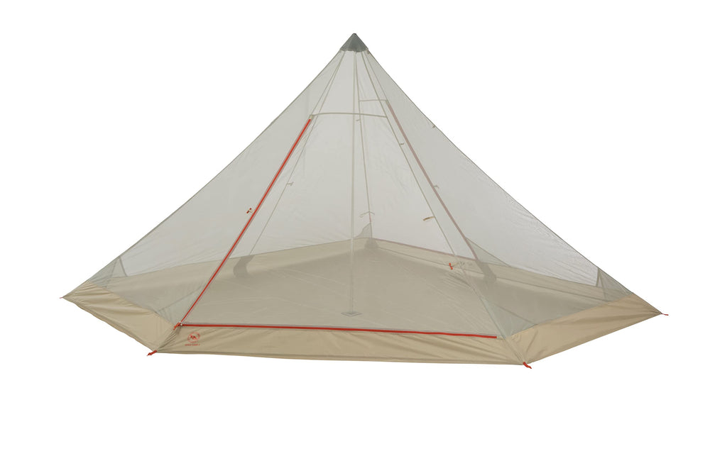 Big Agnes Gold Camp Mesh Inner attached to tarp for bug protection and extra vestibule space.
