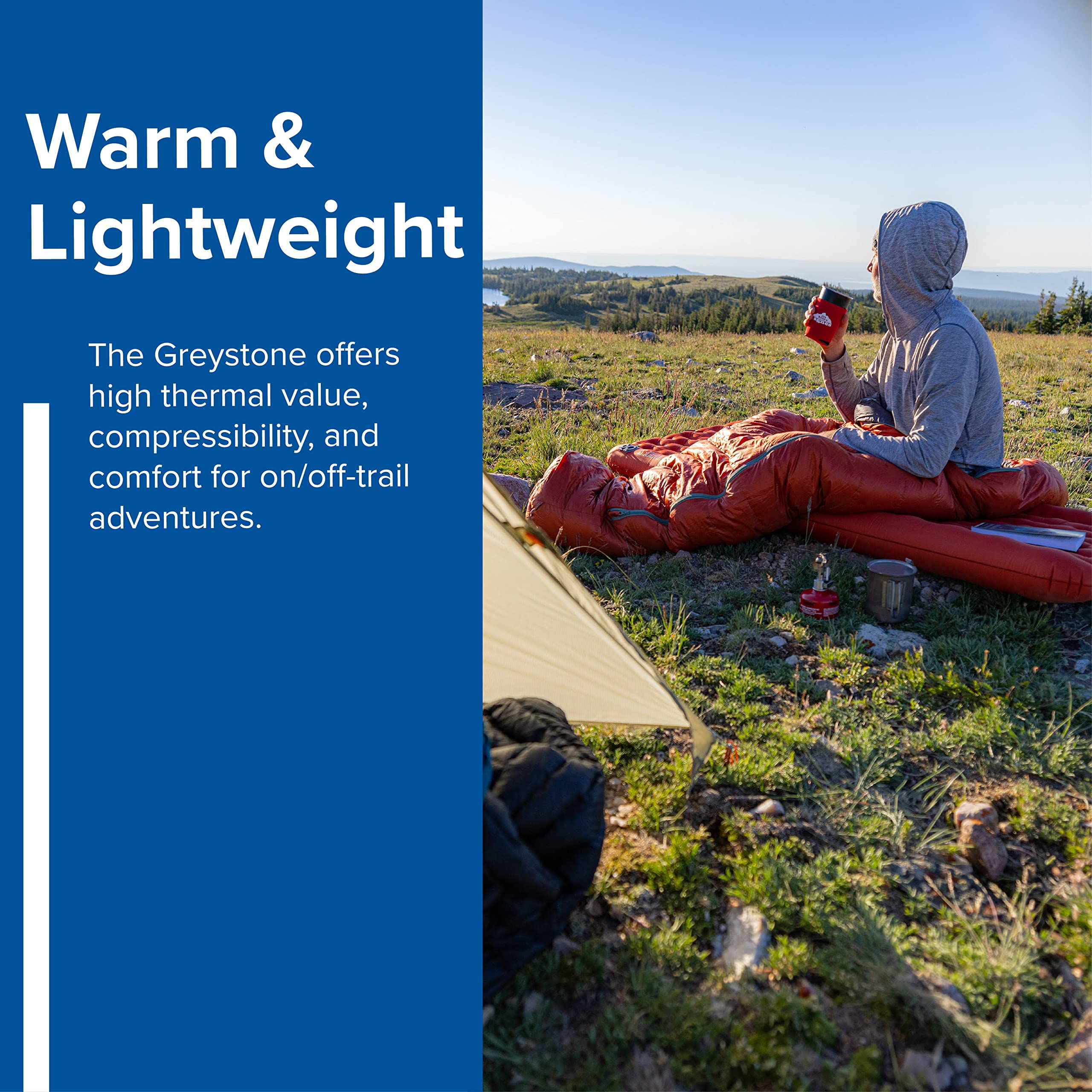 Big Agnes Greystone draft collar blocks drafts for better sleep comfort.