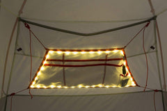 Big Agnes MTNGLO Gear Loft Wall mounted in tent with accessible storage and soft lighting