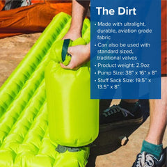 Big Agnes Pumphouse inflating a sleeping pad efficiently in the field