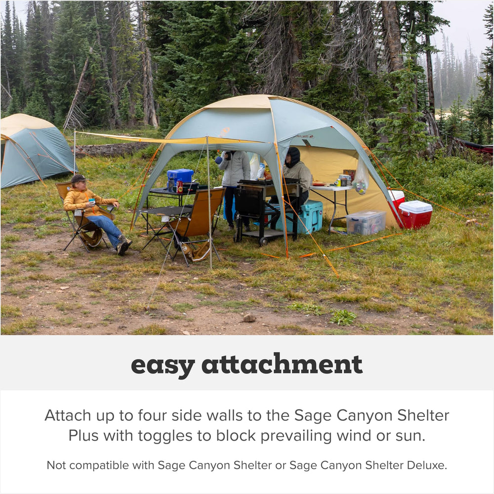 Big Agnes Sage Canyon Wall awning-style configuration extends shade and protection.