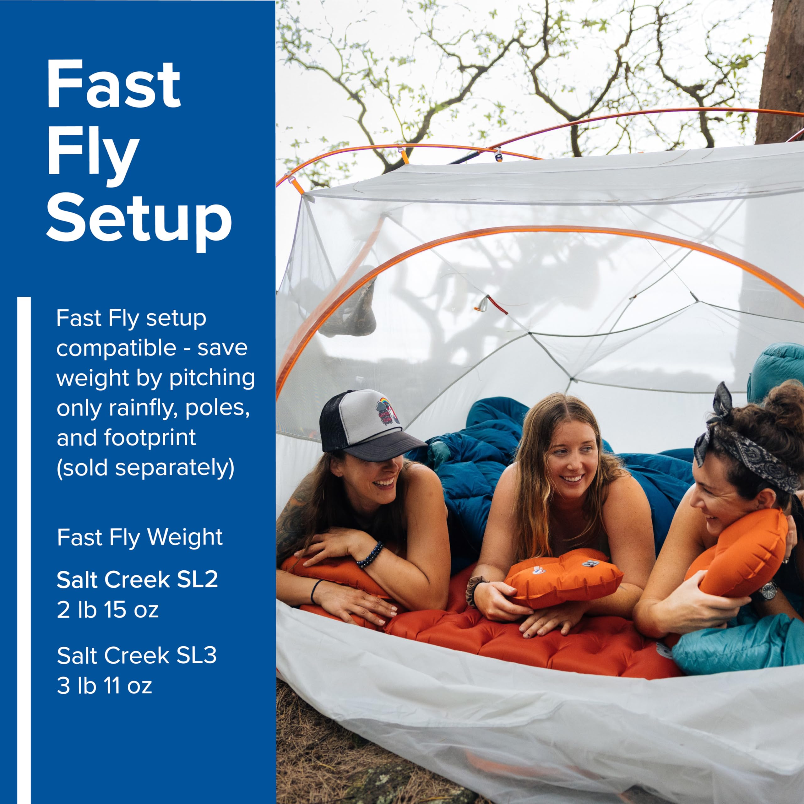 Big Agnes Salt Creek SL DAC-Pressfit pole system delivers strong, lightweight stability.