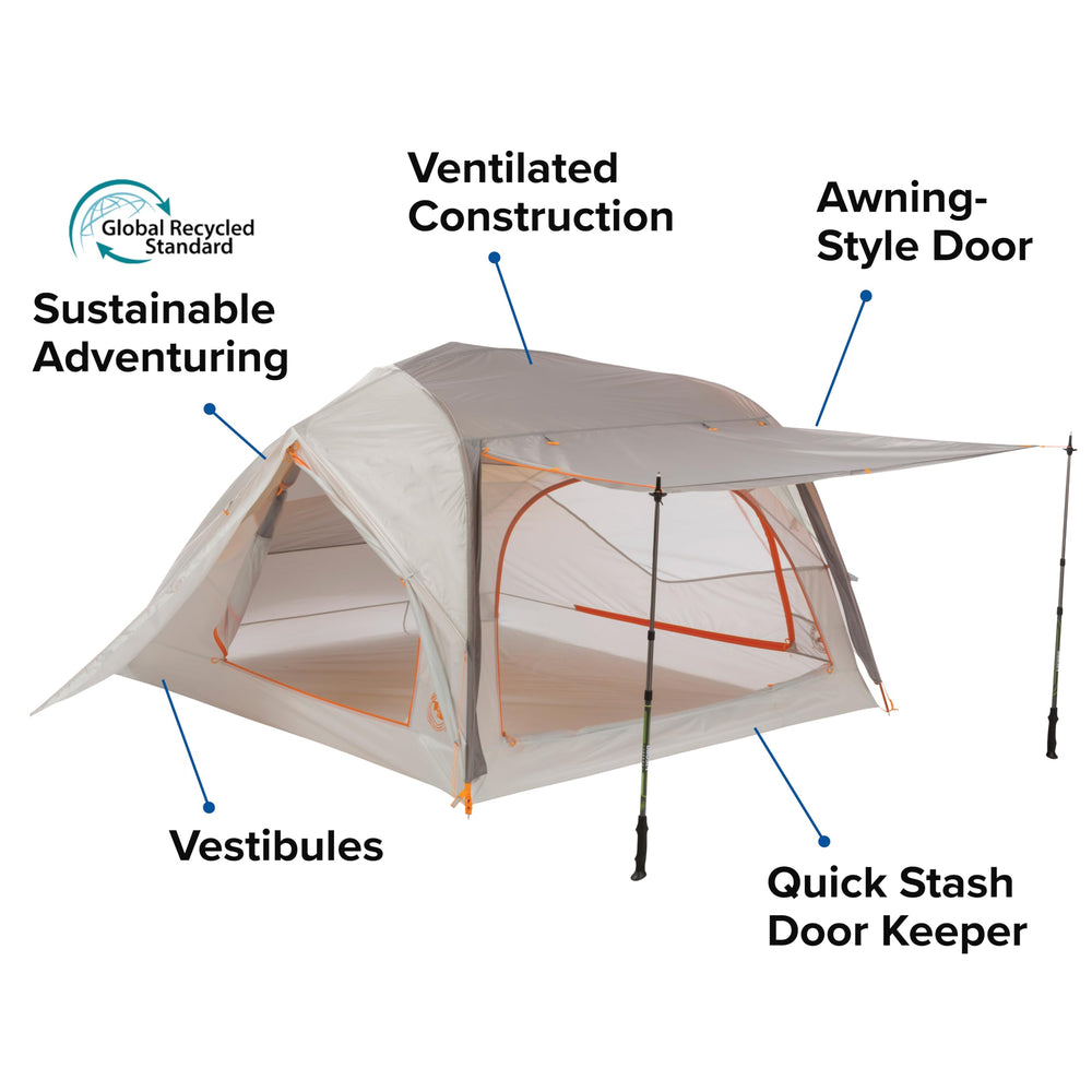 Big Agnes Salt Creek SL head-entry door awning offers ventilation and star-gazing vantage.