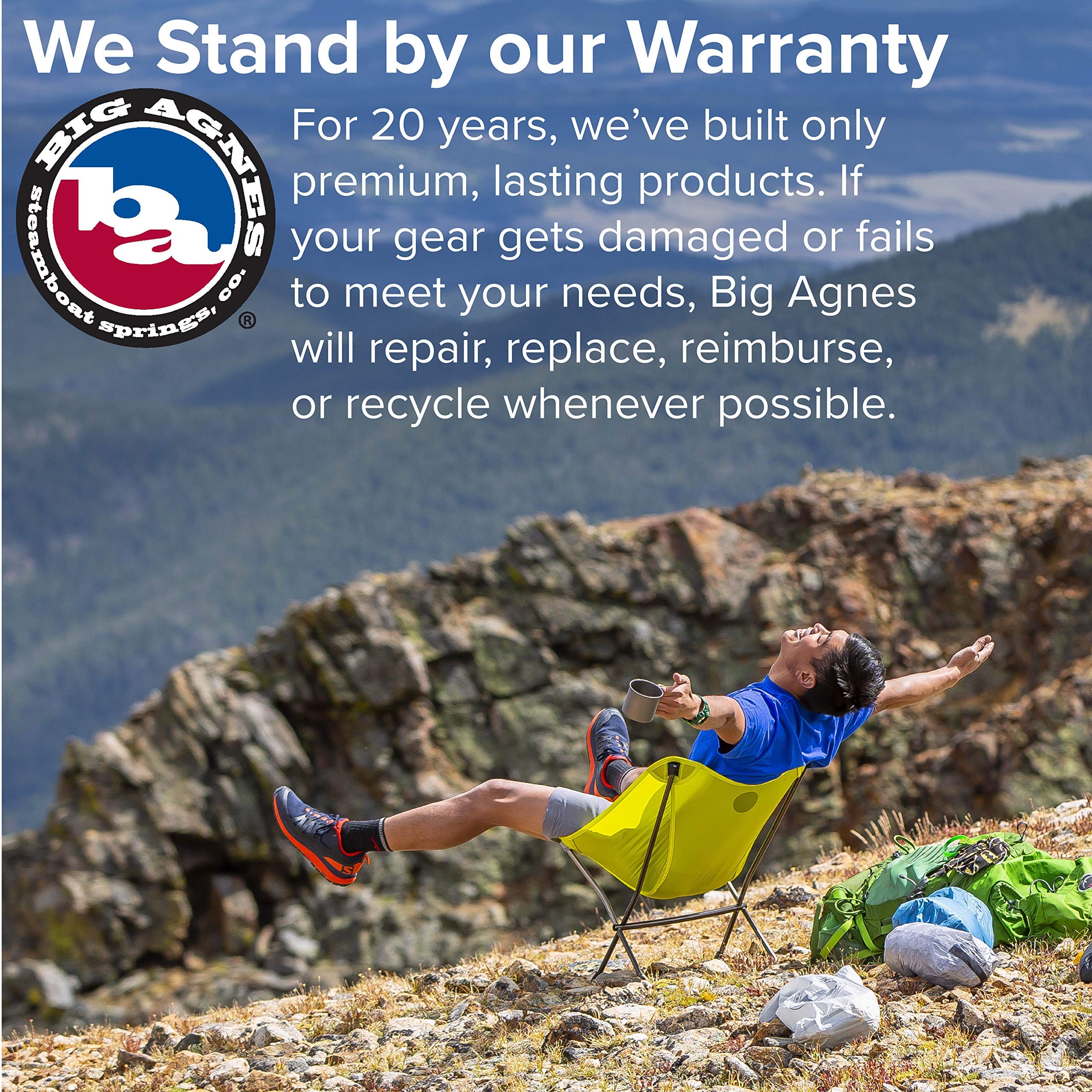 Big Agnes Skyline UL chair in use on campsite with rugged fabric.