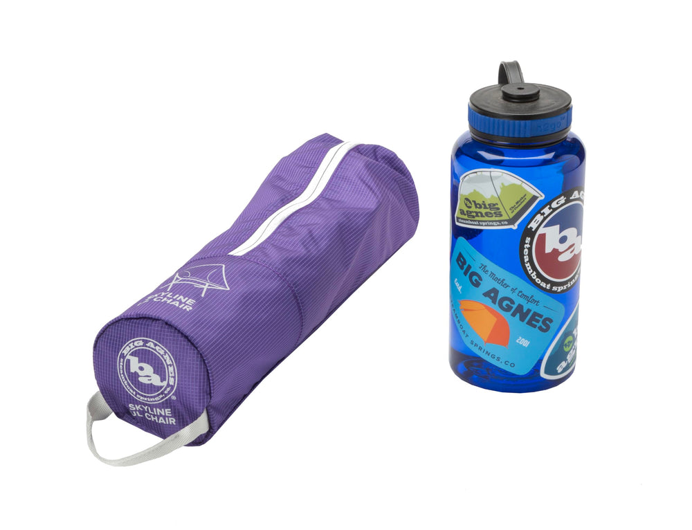 Big Agnes Skyline UL Chair royal purple side view, durable aluminum frame and seat stability.