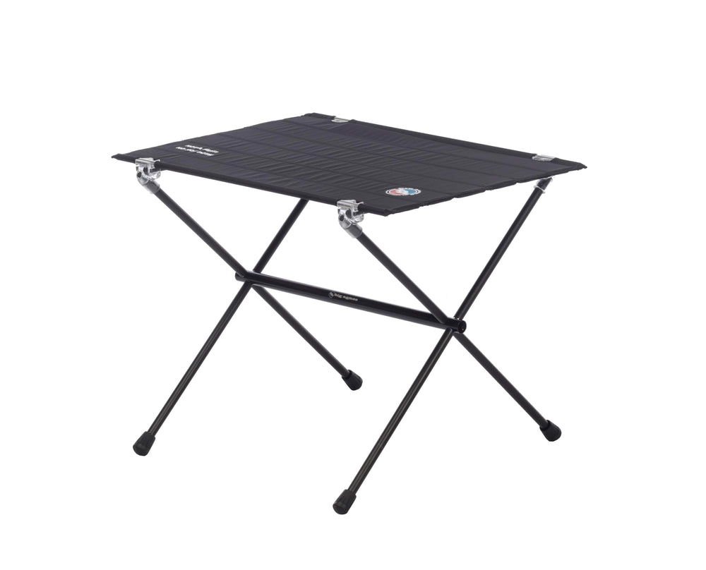 Big Agnes Soul Kitchen table folding top clipping onto frame for flat surface.