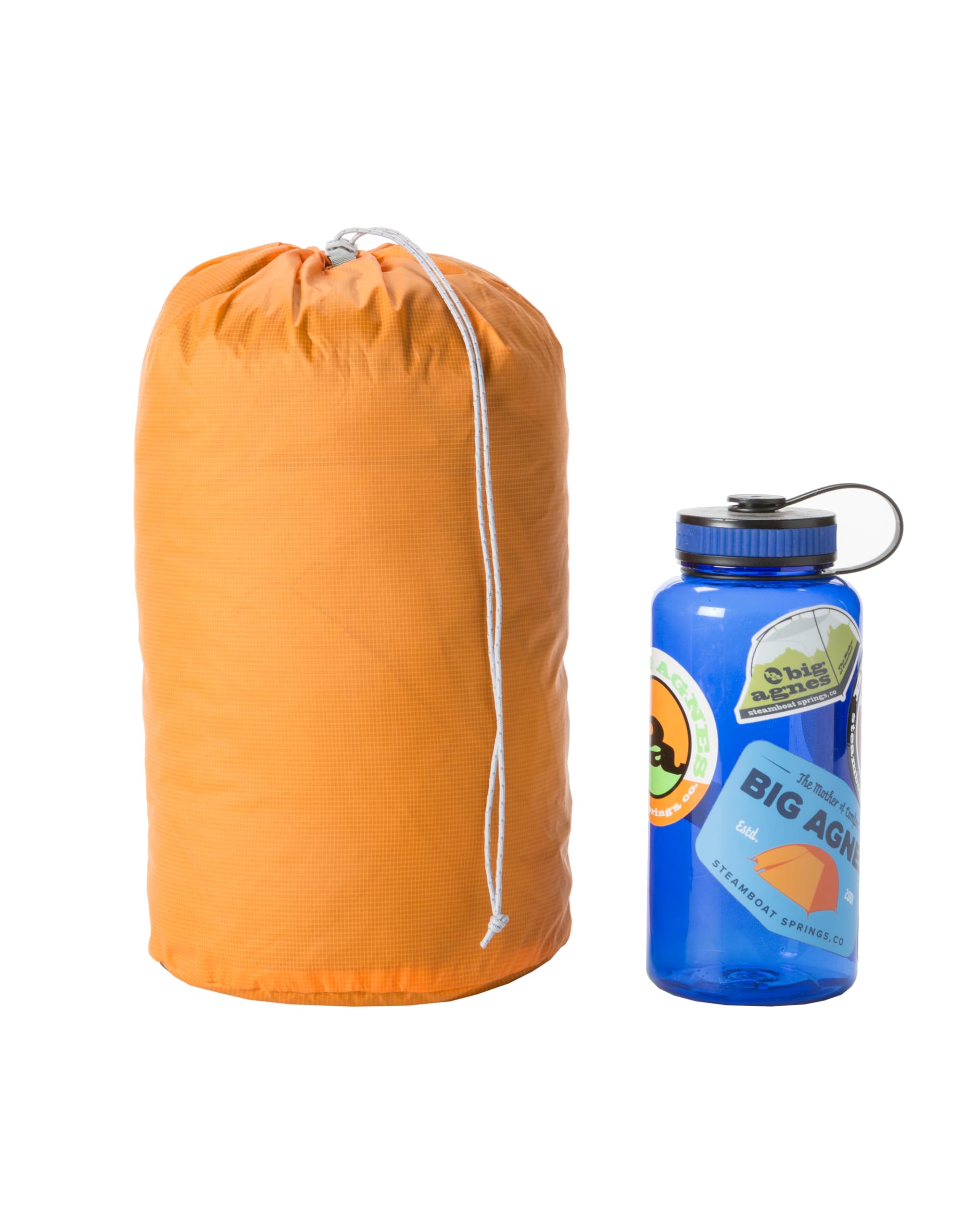 Big Agnes Stuff Sack Tangelo 10L front view shows compact gear storage.