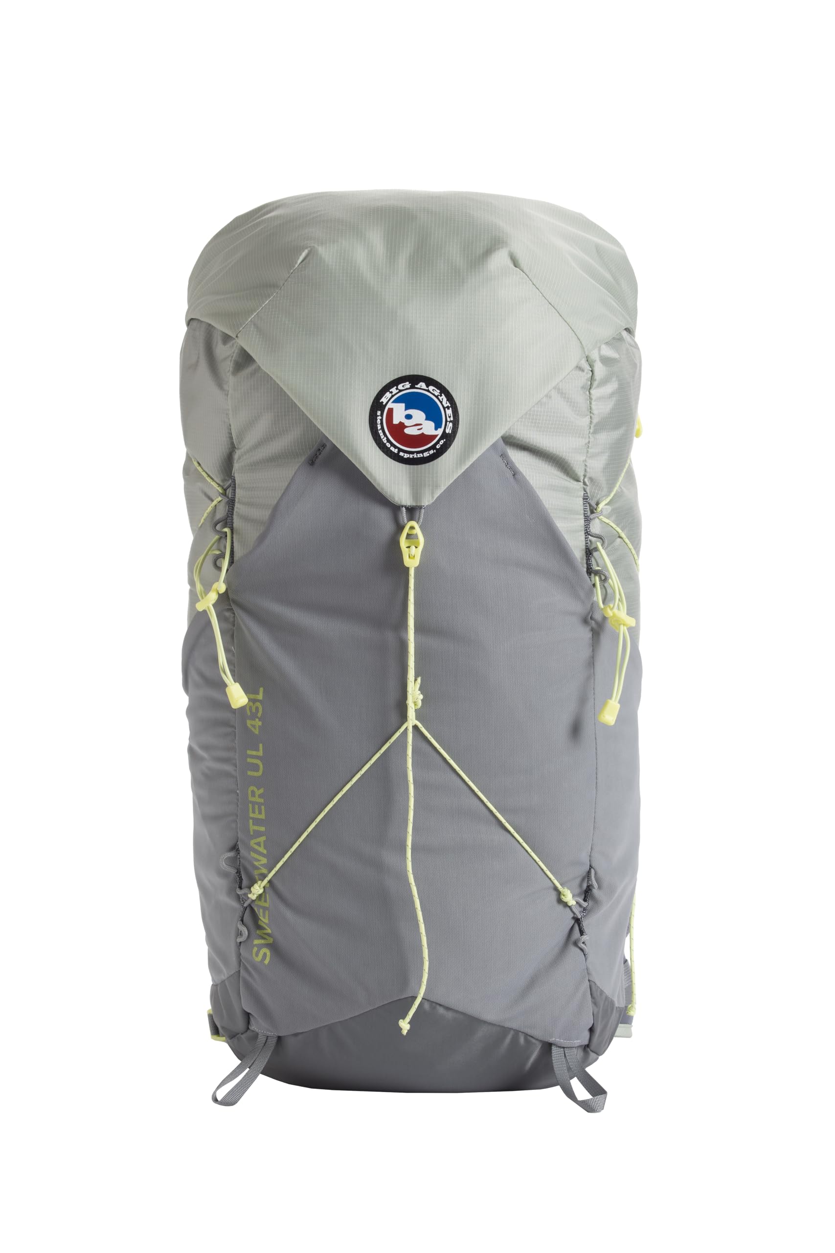 Big Agnes Sweetwater UL 43L back view highlights integrated frame for stable carry