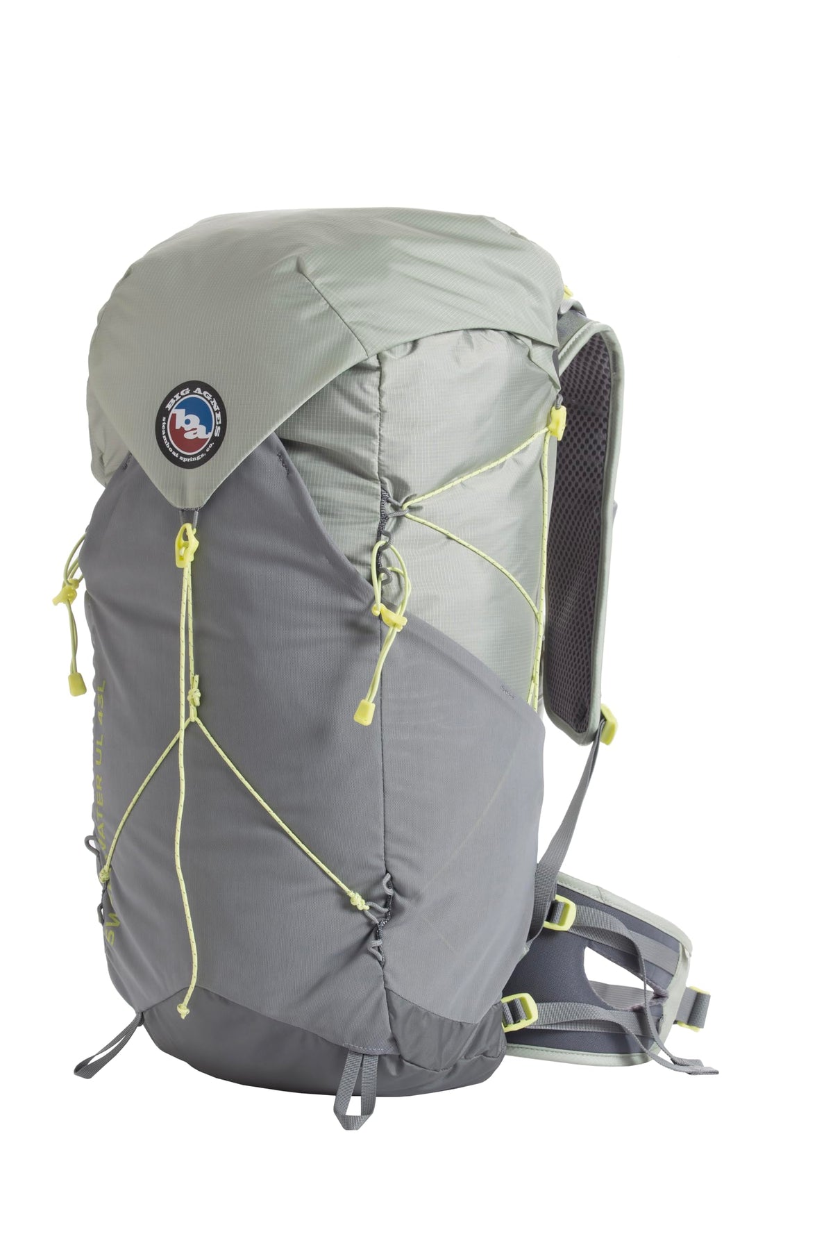 Big Agnes Sweetwater UL 43L front view shows compact fit for fastpacking