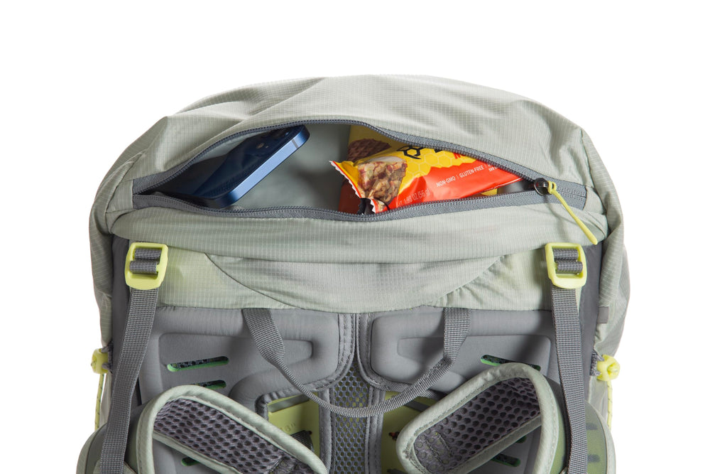 Big Agnes Sweetwater UL 43L spindrift collar expands packing space when needed.