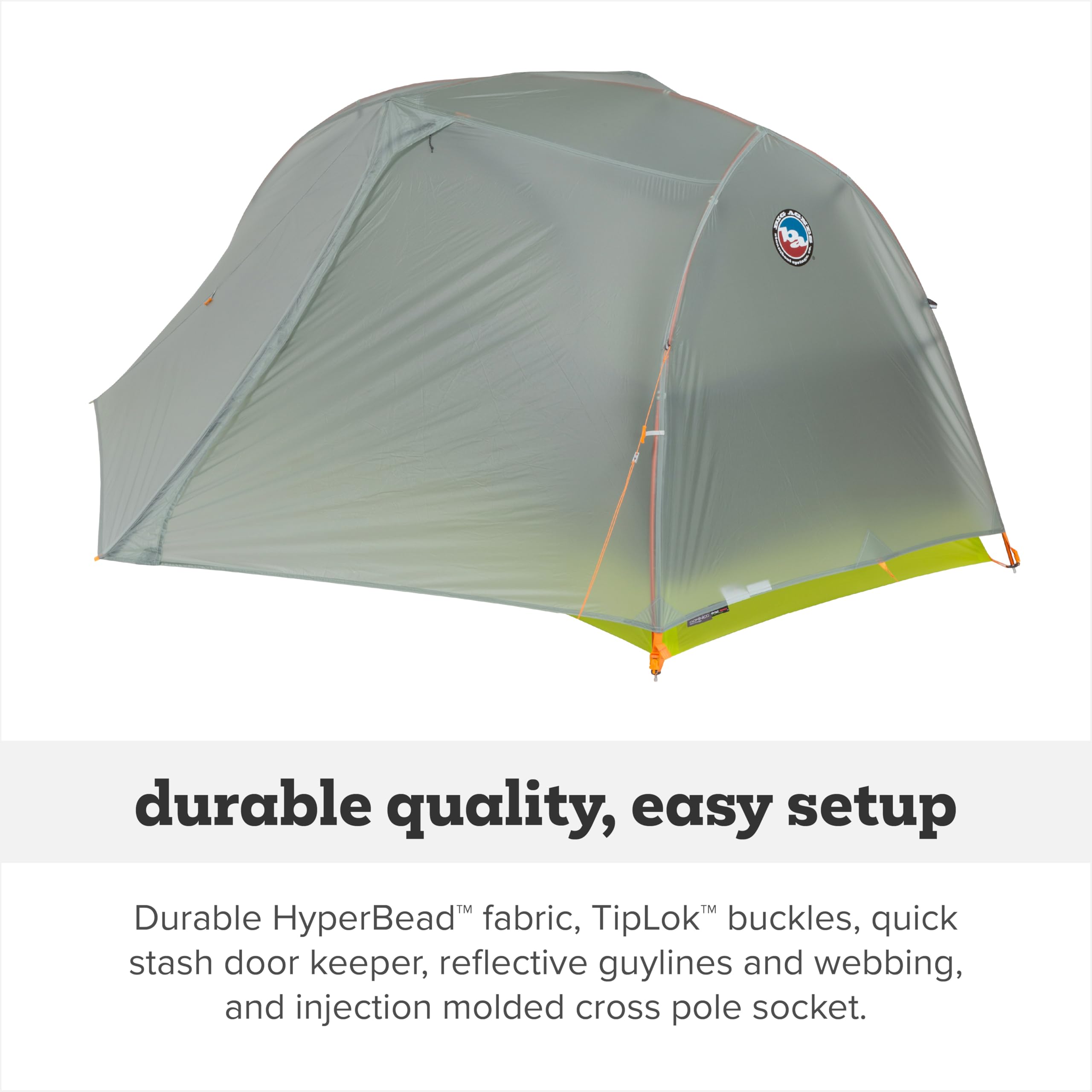 DAC Green Anodized poles on Big Agnes Tiger Wall UL 1P provide sturdy support.