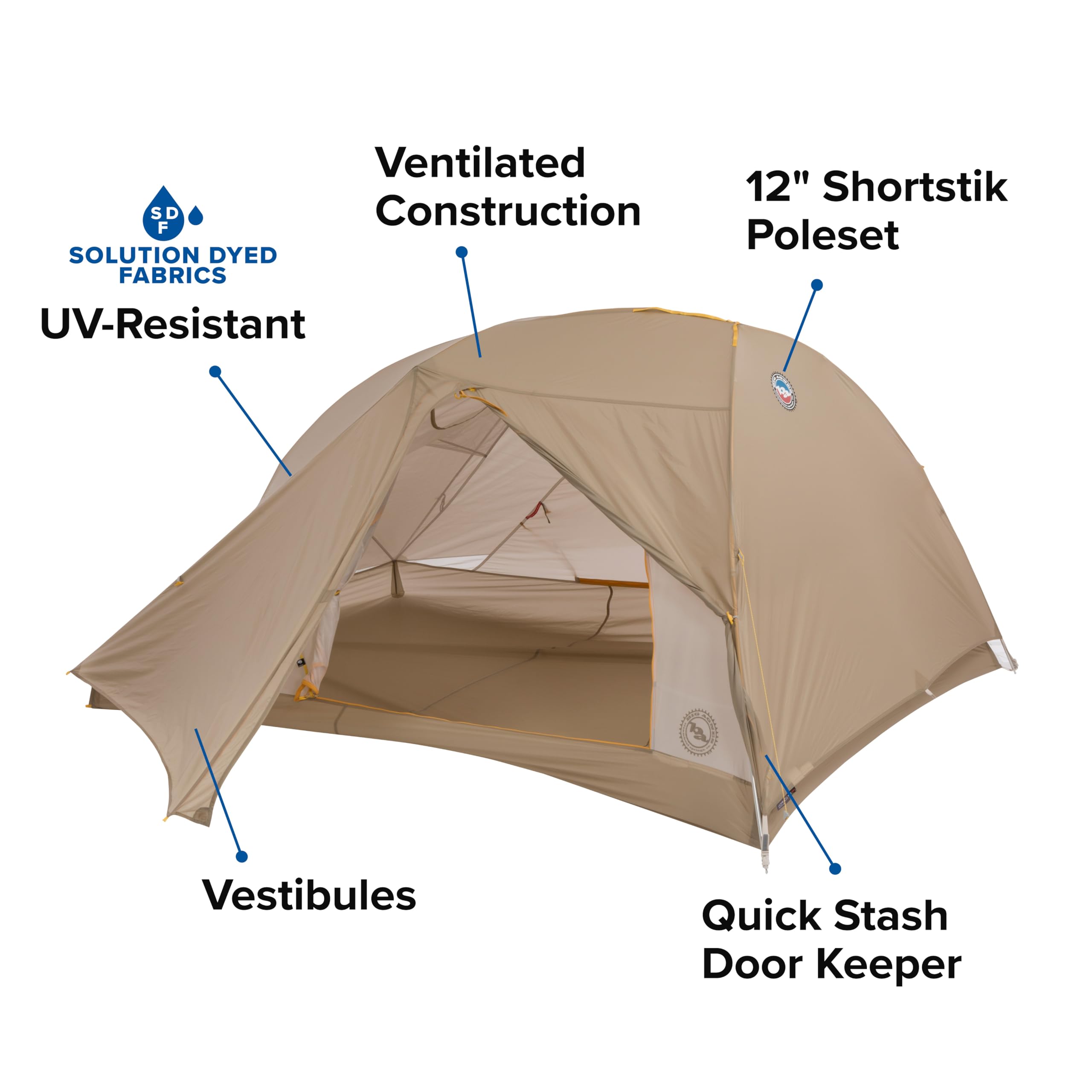 Big Agnes Tiger Wall UL3 with DAC Featherlite pole system for trail stability