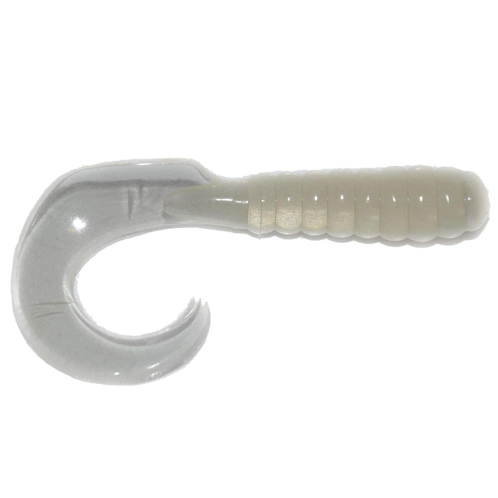Big Bite Baits 2in Curl Tail Grub Glow, glow lure for multi-species fishing in low light.