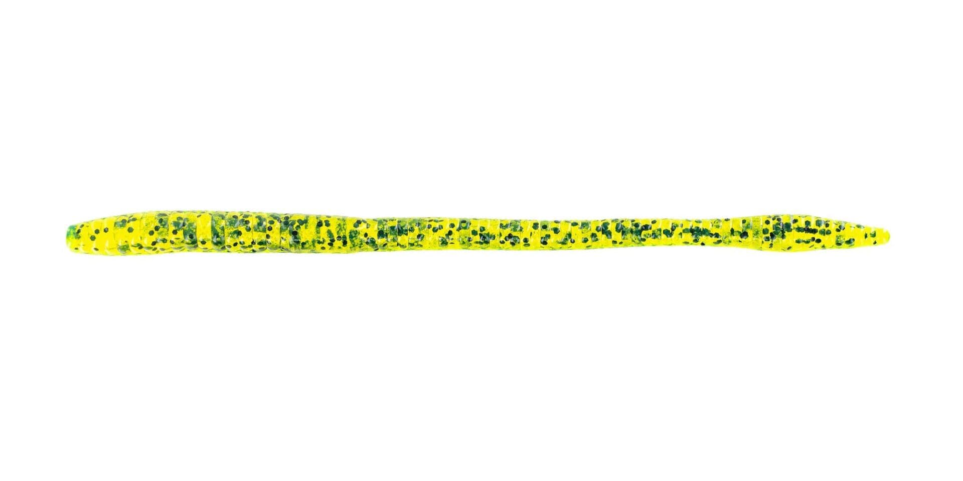 Big Bite Baits 6in Finesse Worm Chartreuse Pepper for finesse fishing and drop shot use