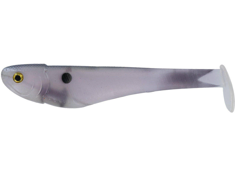 Big Bite Baits B5 Line Thru Swimbait, Pearly Shad, delivers a strong tail thump for slow retrieves.