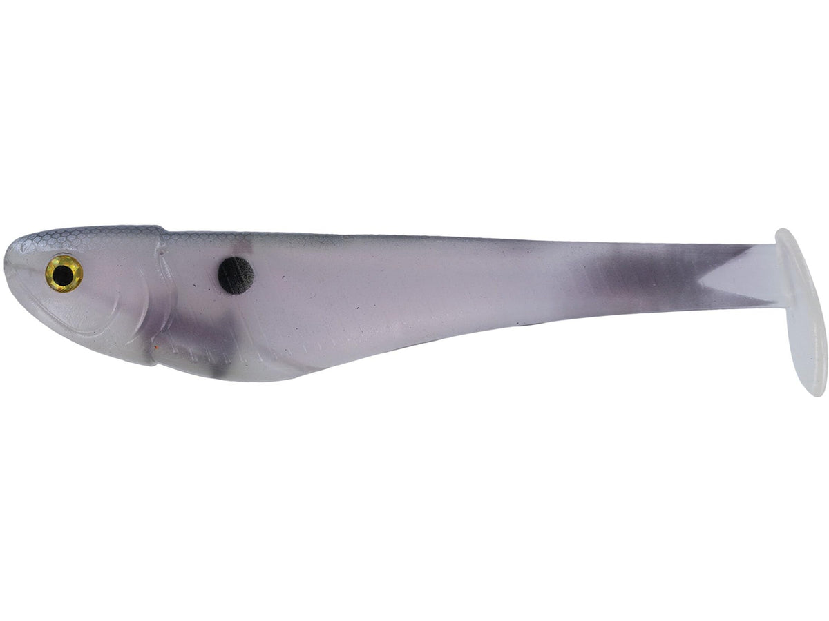 Big Bite Baits B5 Line Thru Swimbait, Pearly Shad, delivers a strong tail thump for slow retrieves.