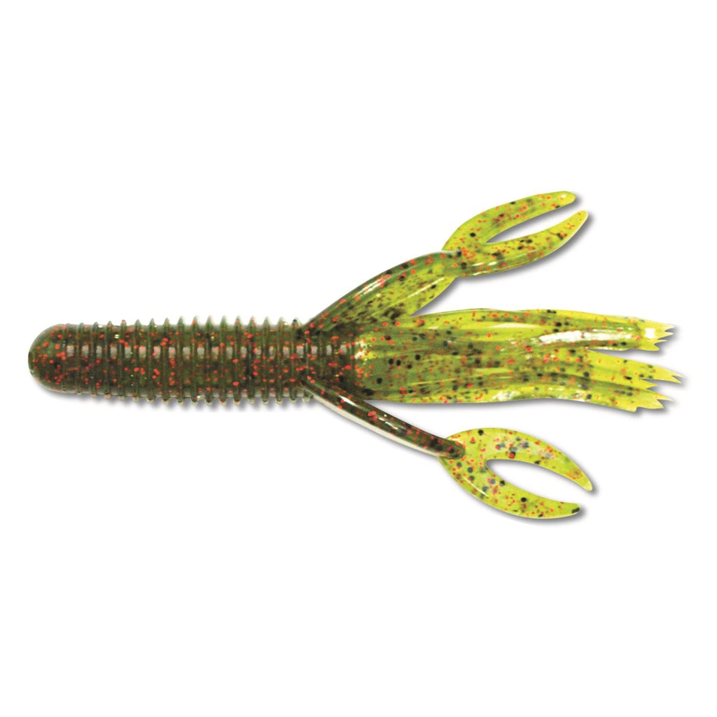 Big Bite Baits Craw Tube Tilapia 4in claws profile highlights crawfish defense pose.