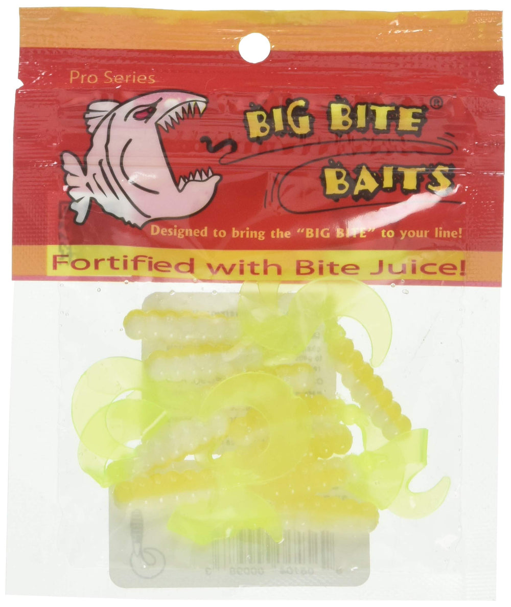 Big Bite Baits Fat Grub Acid Rain color for crappie and panfish; versatile for cast, jig, or trolling.