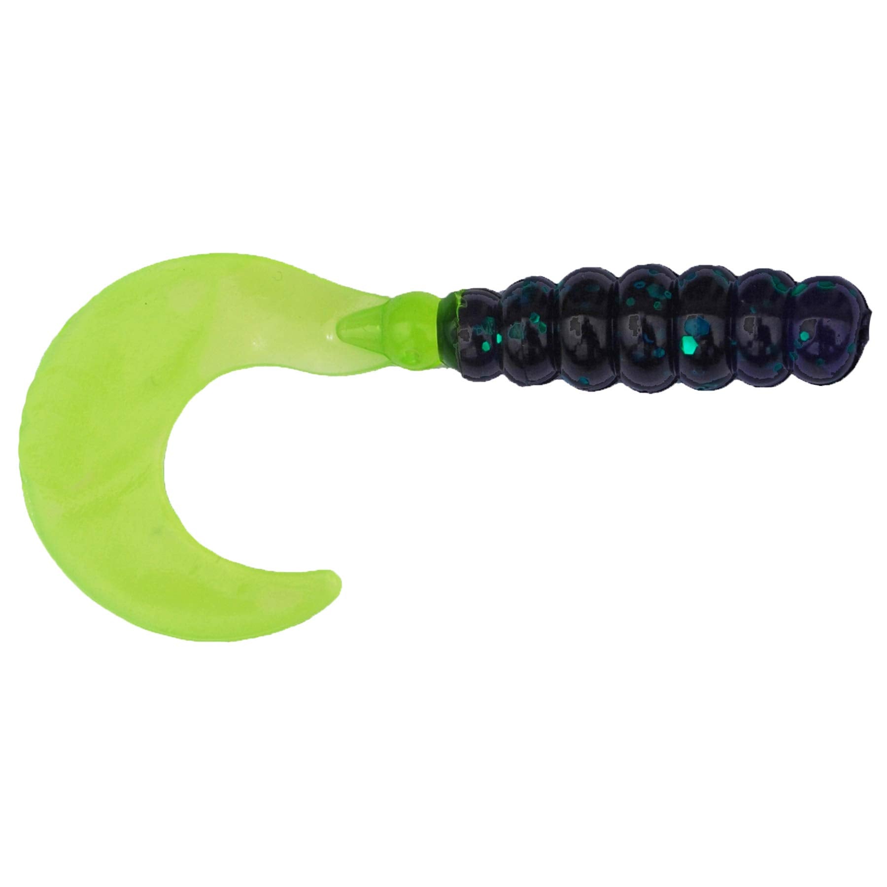 Big Bite Baits Fat Grub Firetiger closeup ribbed body boosts bite.