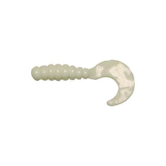 Big Bite Baits Fat Grub 2in white, ideal for crappie and panfish with slow retrieves.