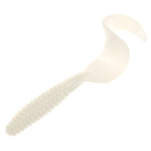 Big Bite Baits Fat Grub White for crappie and panfish; versatile for slow retrieves.