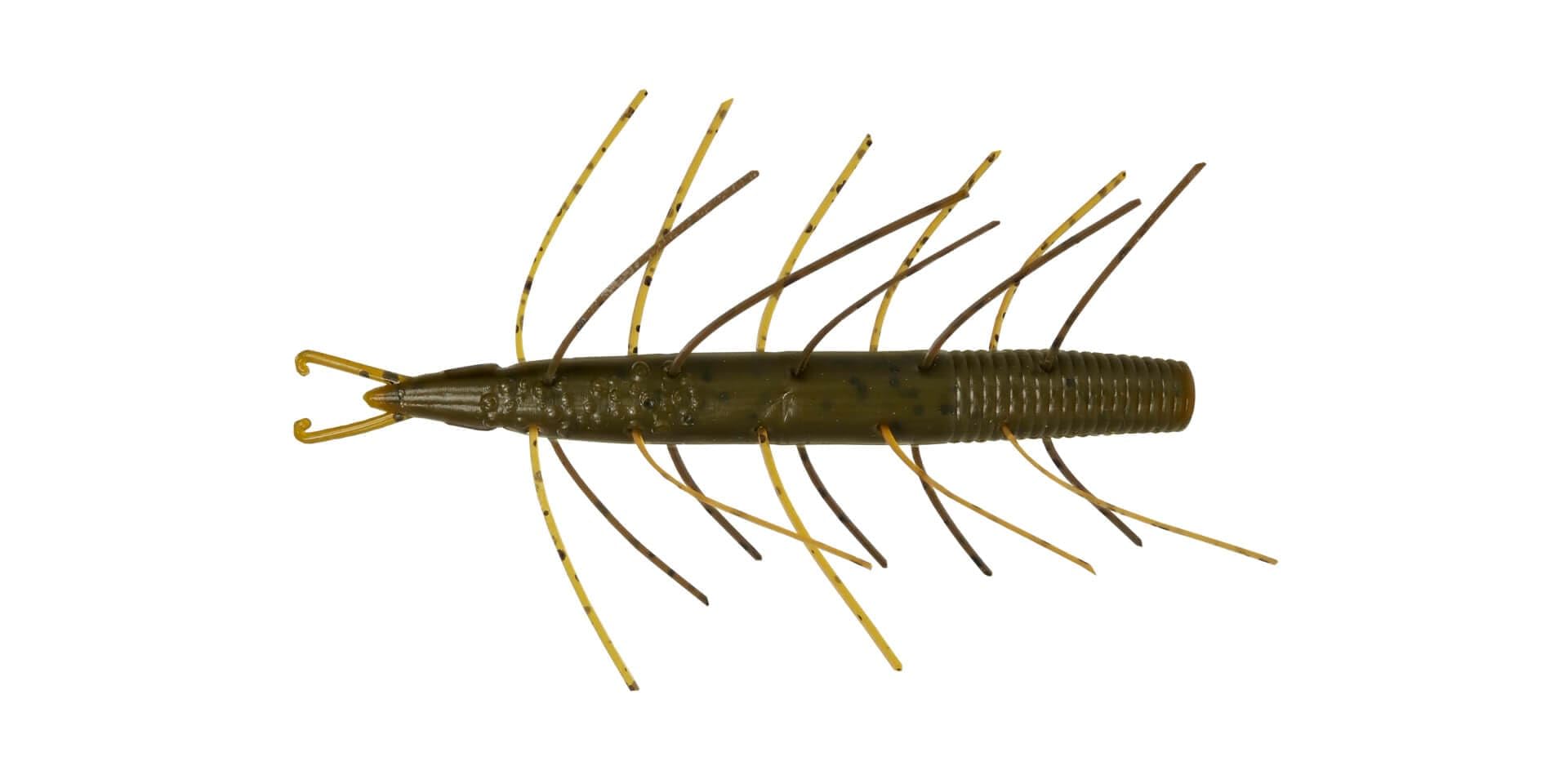 Big Bite Baits Fuzzy SCENTSATION Stick 4-inch, green pumpkin orange, ideal for drop shot bass