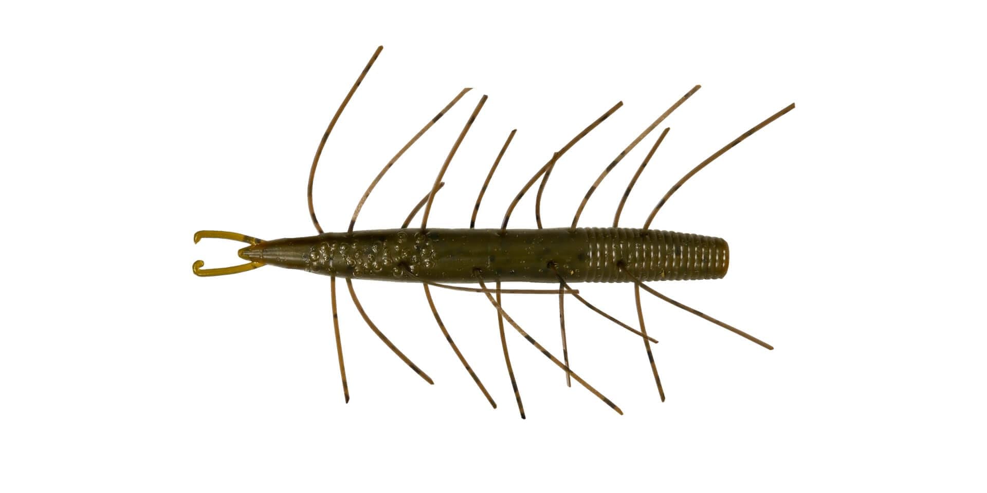 Big Bite Baits Fuzzy SCENTSATION Stick 4in Green Pumpkin ideal for drop shot finesse.