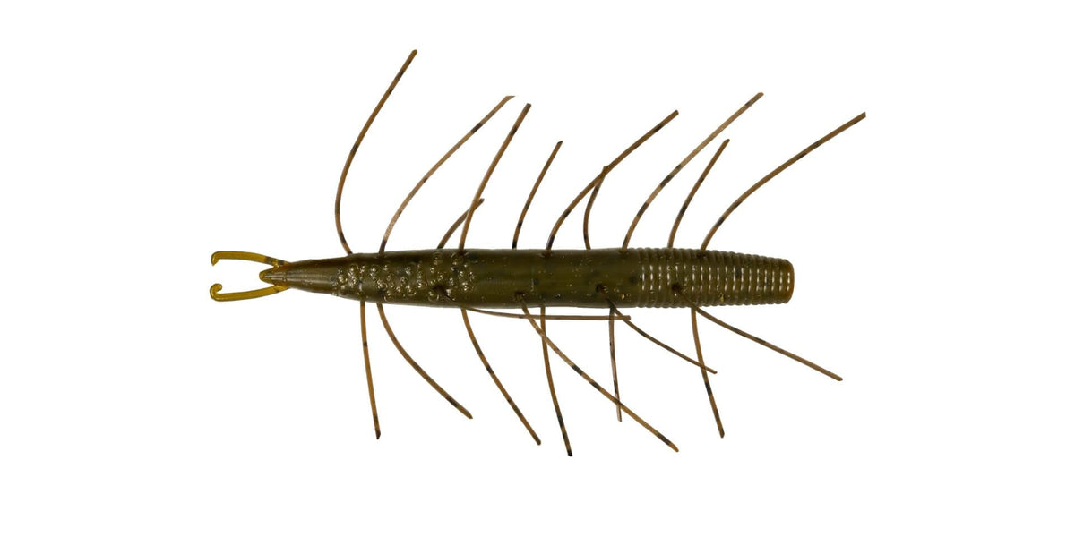 Big Bite Baits Fuzzy SCENTSATION Stick 4in Green Pumpkin ideal for drop shot finesse.