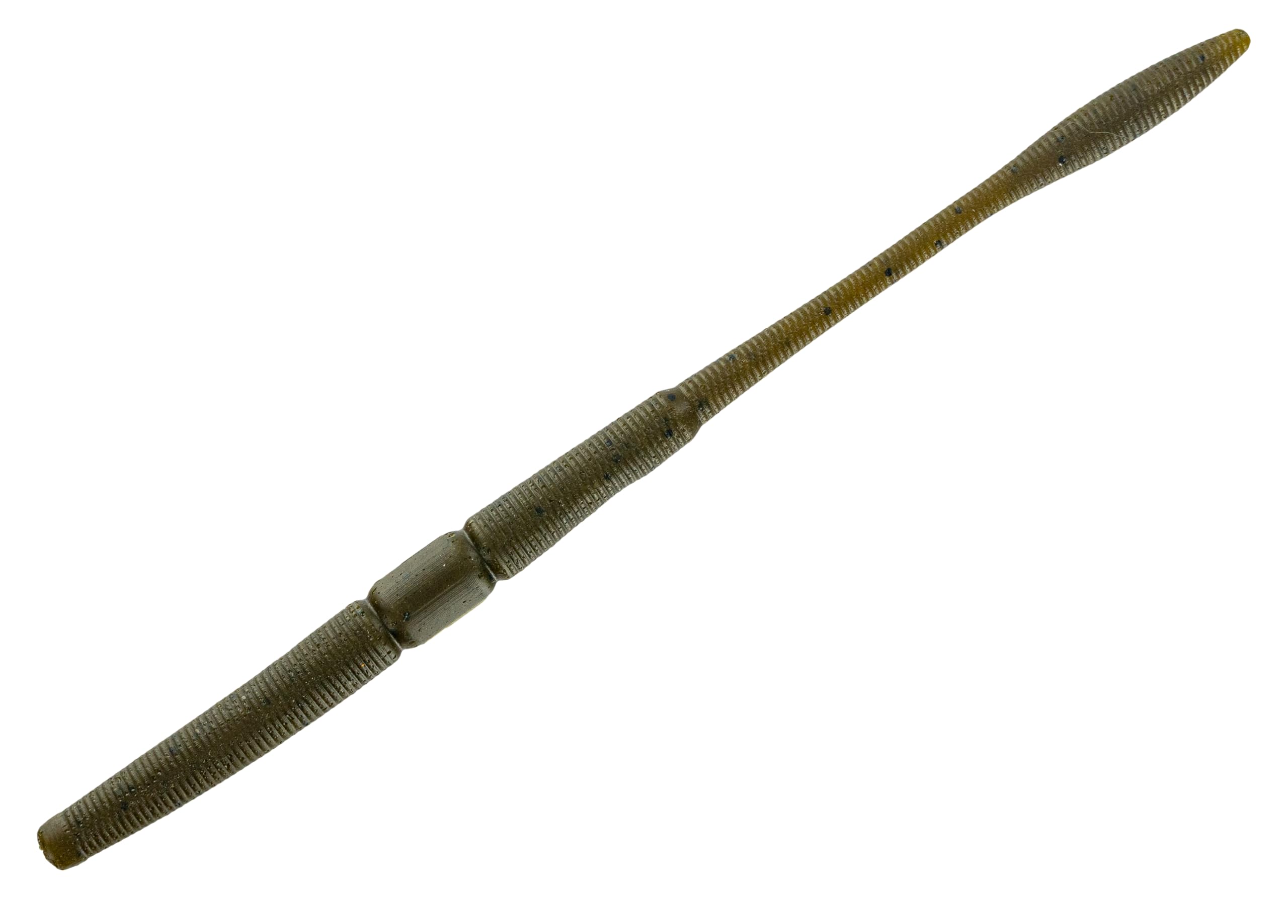 Big Bite Baits Nekorama 7in worm in matte green pumpkin with black flake, ideal for neko rigs.