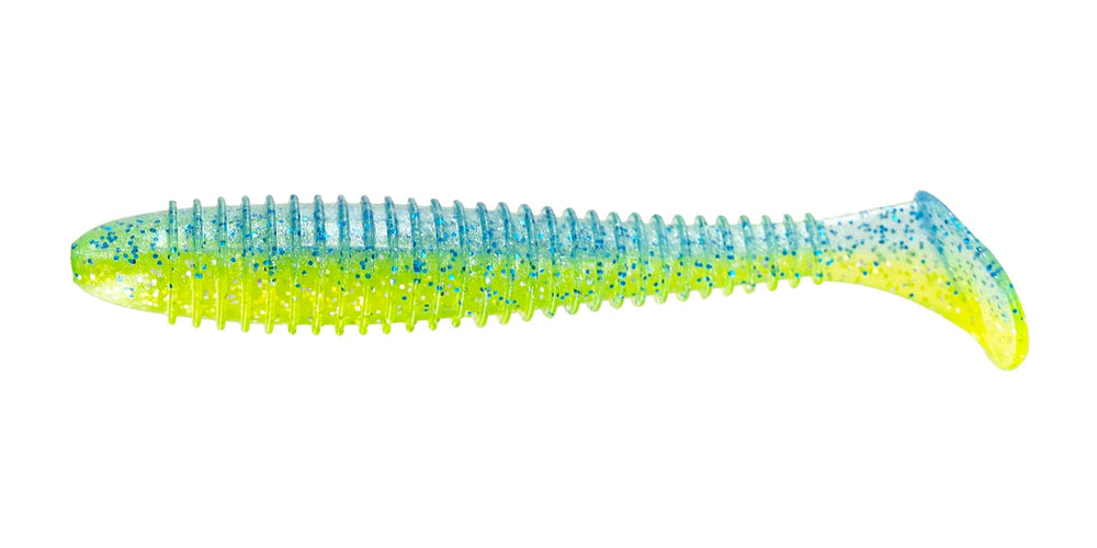 Big Bite Baits PRO Swimmer 4.8-inch electric blue chartreuse lure for bass
