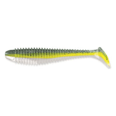 Big Bite Baits Pro Swimmer soft plastic detail highlights lifelike action.