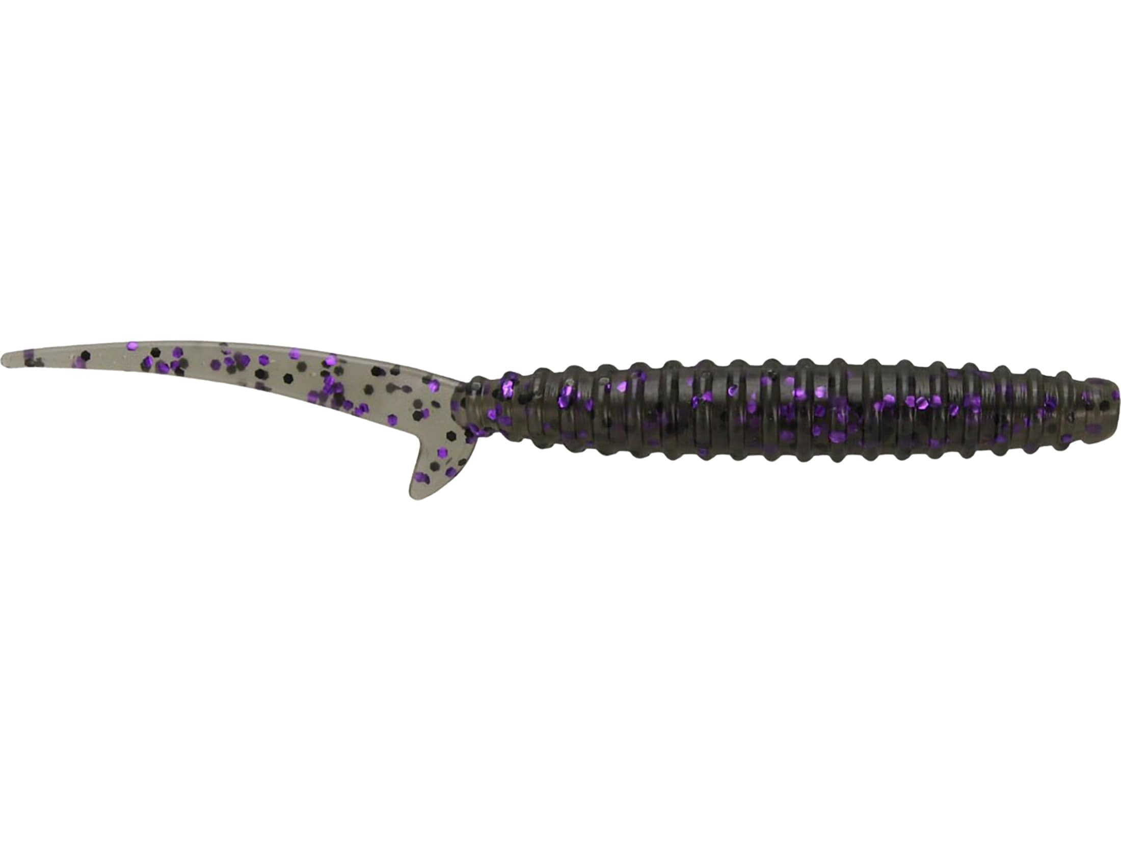 Big Bite Baits Scentsation Thresher Worm, smoke black purple flake, ideal for finesse dropshot bass fishing