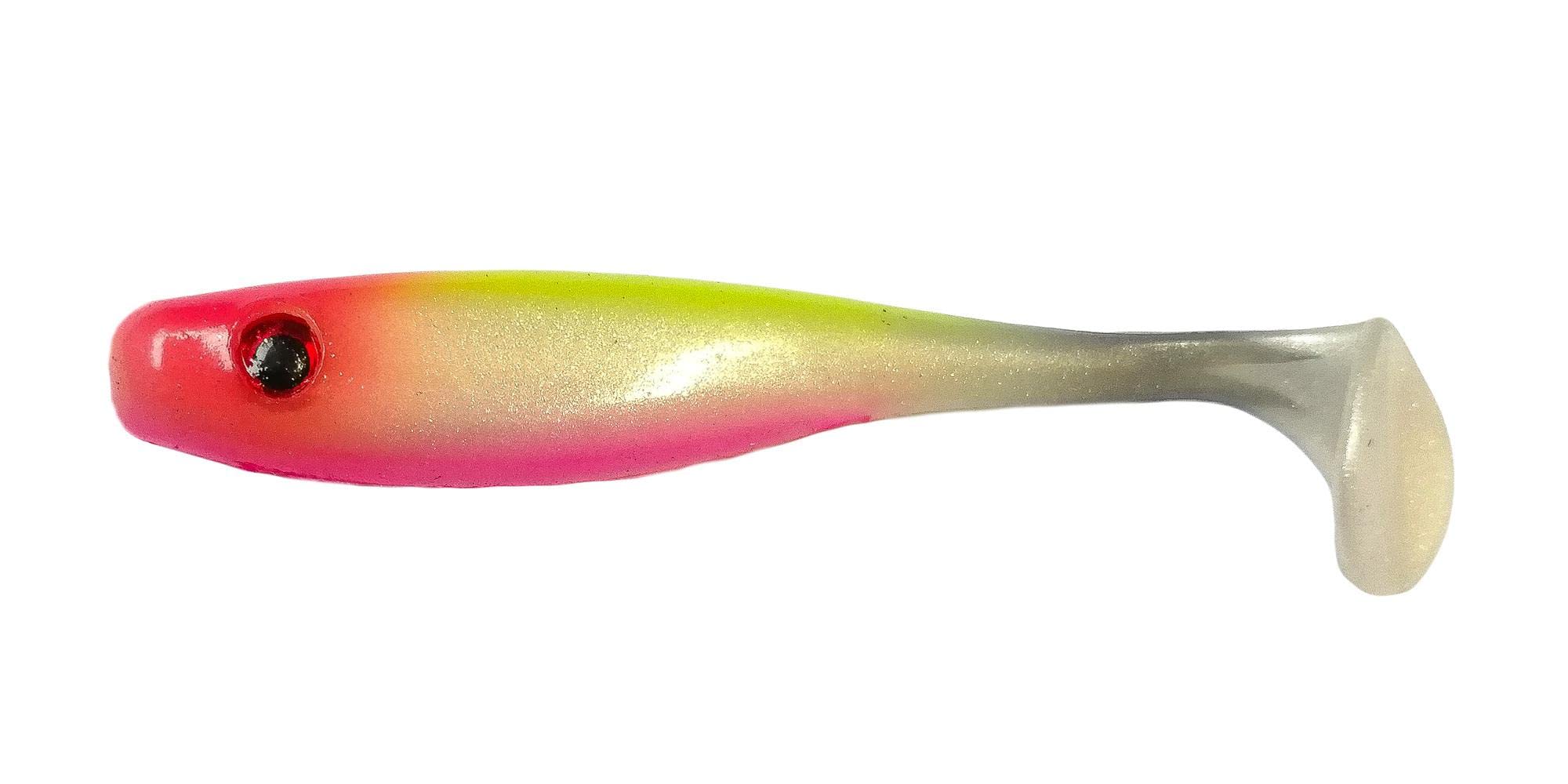 Big Bite Baits Suicide Shad pink lemonade tail detail for lifelike action at various retrieve speeds