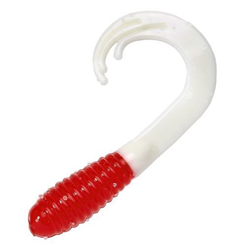 Big Bite Baits 2in Triple TIP Grub in red and white for crappie fishing and bigger bites.