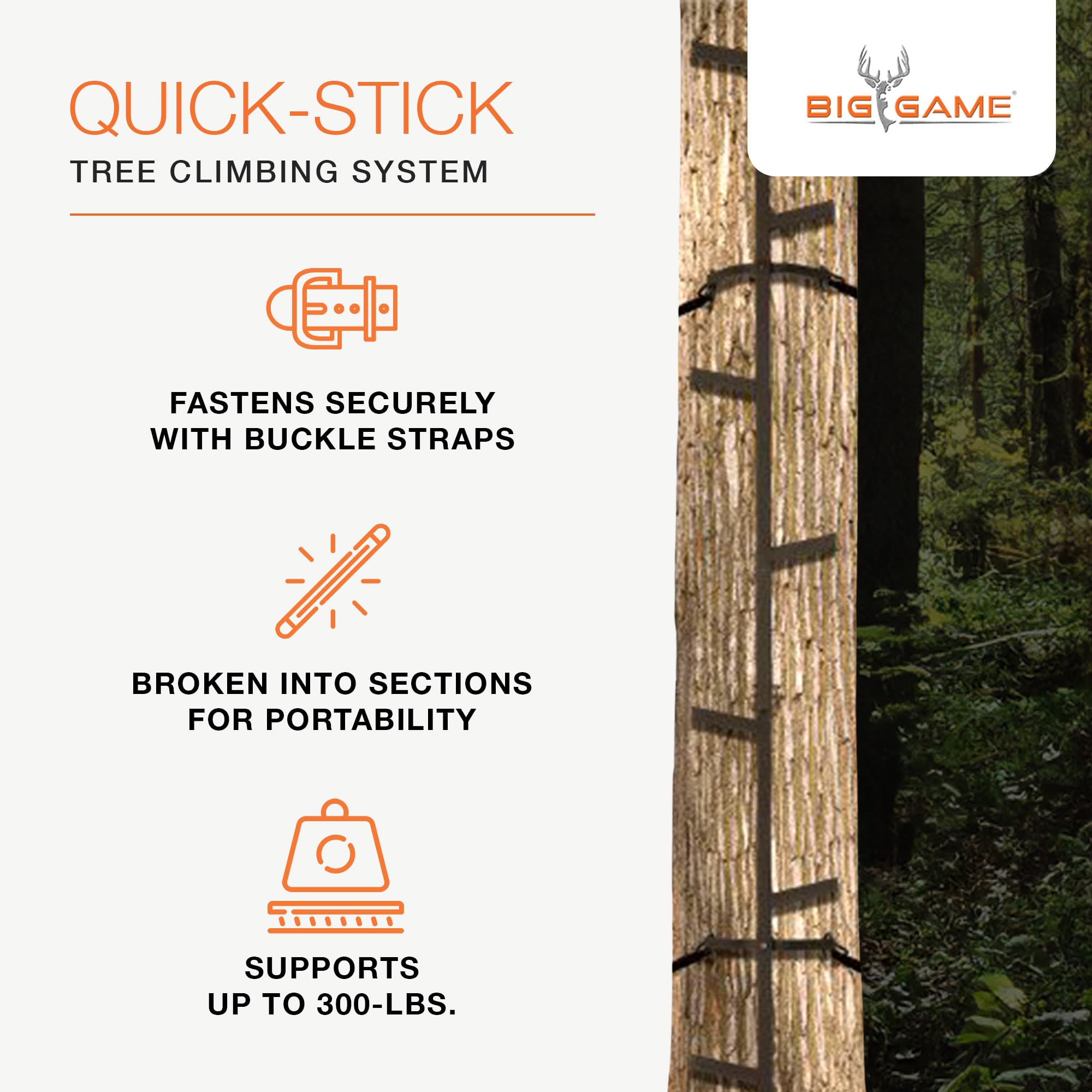 BIG GAME climbing sticks configuration shown for portable hunting setups