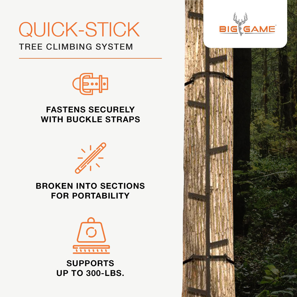BIG GAME climbing sticks configuration shown for portable hunting setups