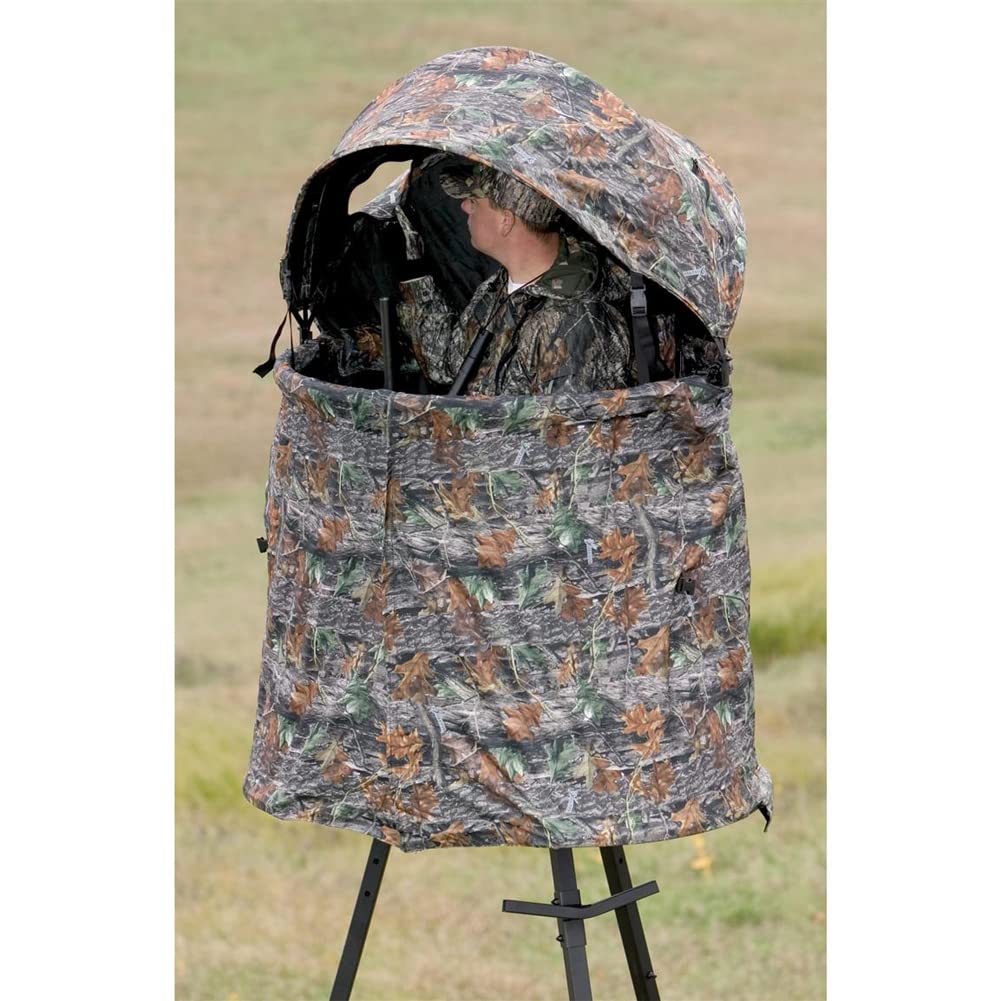 Big Game Cover-All Blind Kit mounted on Apex Tripod for stable setup.