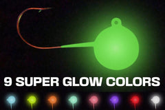 Big Nasty Tackle glow jig in blue enhances visibility during night outings