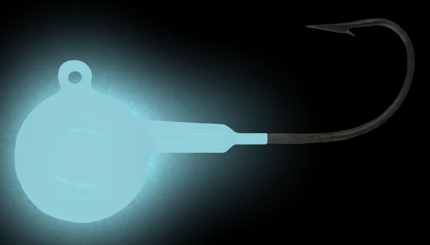 Blue glow Big Nasty Tackle Jaw Breaker Jig side angle view