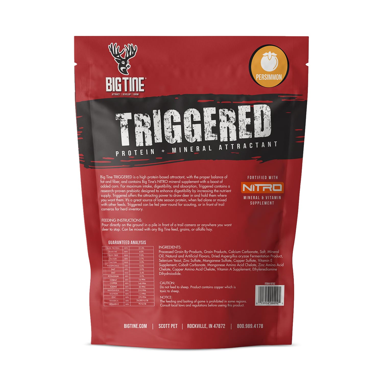 Big Tine Triggered persimmon scent dispersed in field for long-range interest.